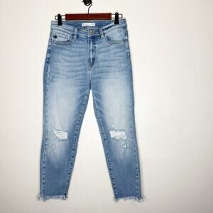 Kancan Maurice’s High Rise Distressed Cropped Skinny Jeans Light Wash Size 29